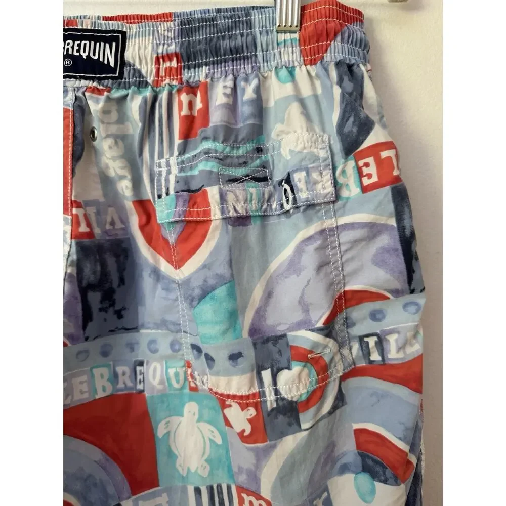 Vilebrequin Swim Trunks Men’s Size XL Abstract Turtle Print Blue